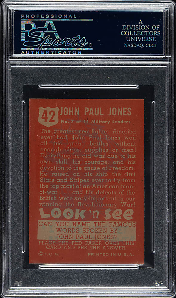 1952 Topps "Look 'n See" #42 John Paul Jones PSA NM-MT 8