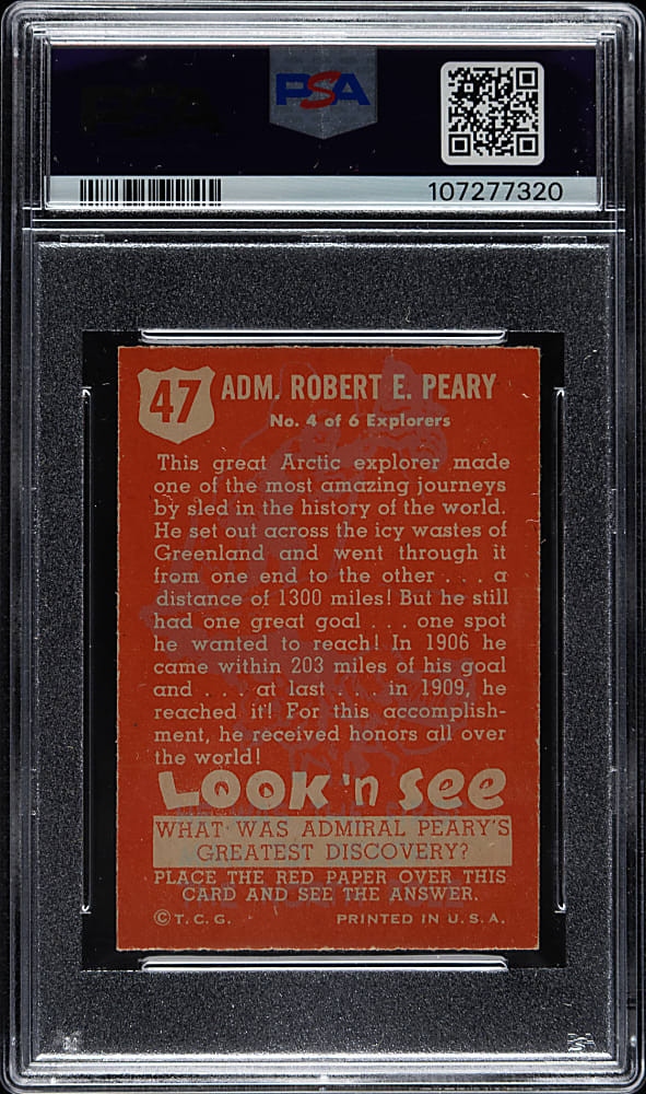 1952 Topps "Look 'n See" #47 Robert E. Peary PSA NM-MT 8