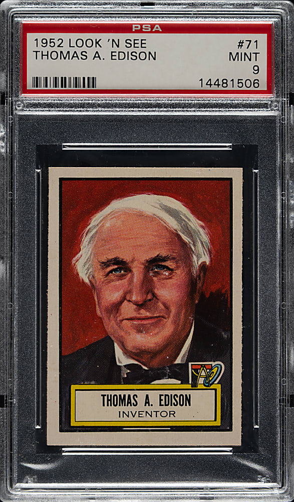1952 Topps "Look 'n See" #71 Thomas Edison PSA MINT 9