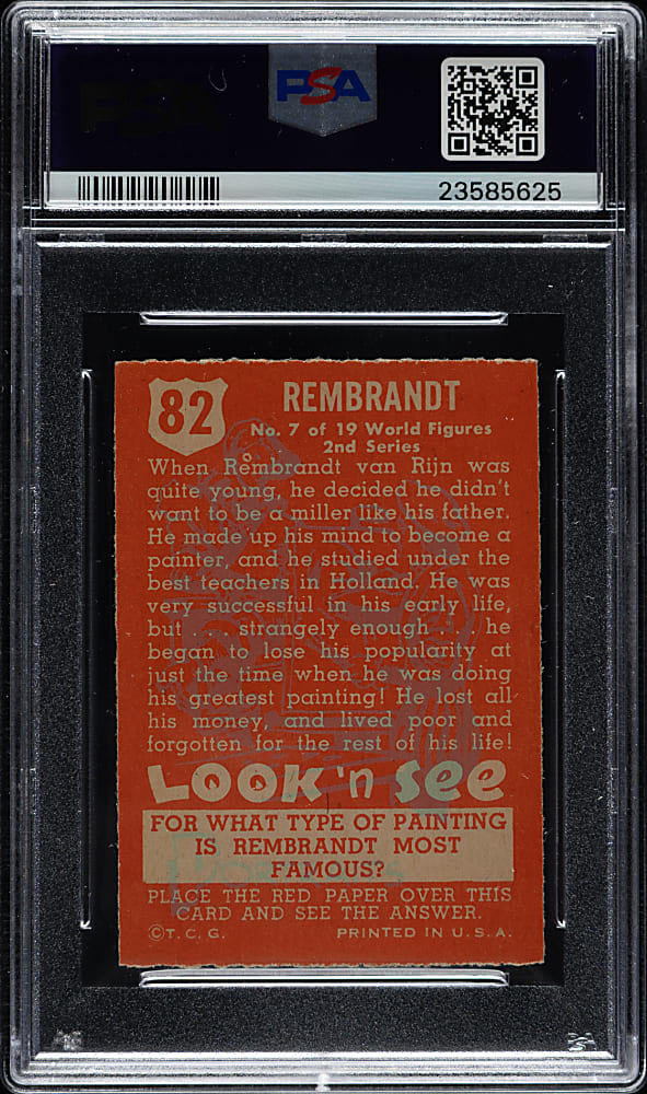 1952 Topps "Look 'n See" #82 Rembrandt PSA NM+ 7.5