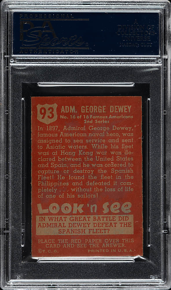 1952 Topps "Look 'n See" #93 Admiral George Dewey PSA NM-MT 8