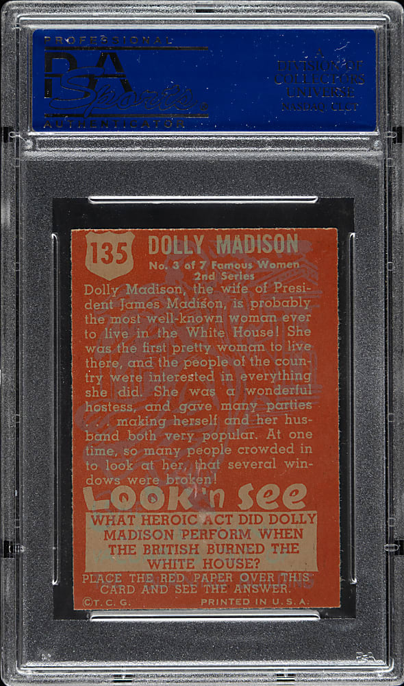 1952 Topps "Look 'n See" #135 Dolly Madison PSA NM-MT 8