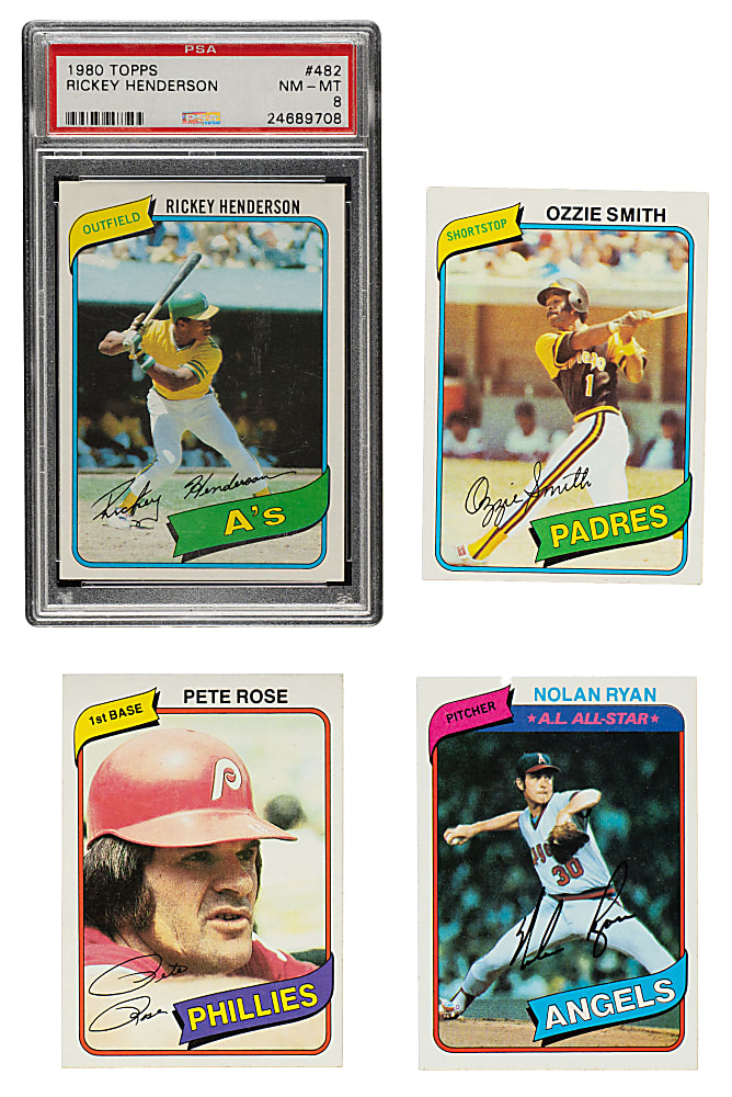 High-Grade 1980 Topps Complete Set (726) Including #482 Rickey Henderson Rookie PSA NM-MT 8