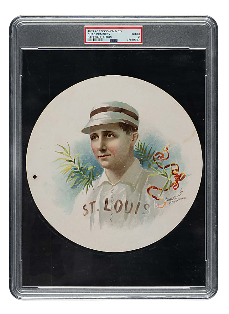 1889 A35 Goodwin Round Album Page Charles Comiskey PSA GOOD 2