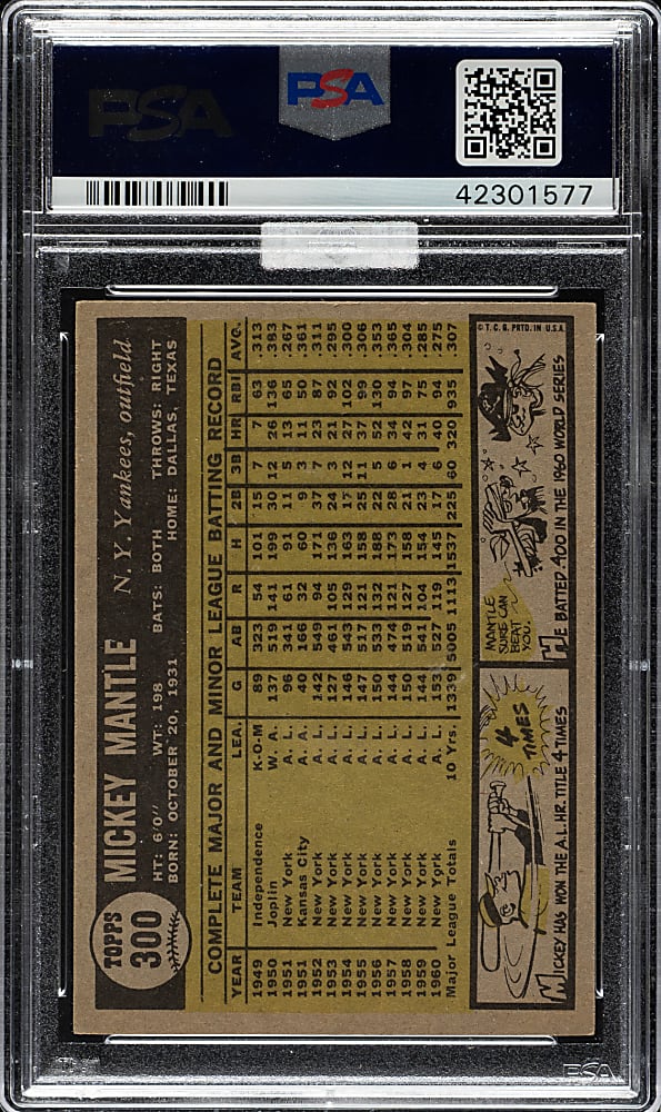 1961 Topps #300 Mickey Mantle PSA EX+ 5.5 (MBA Silver Diamond)