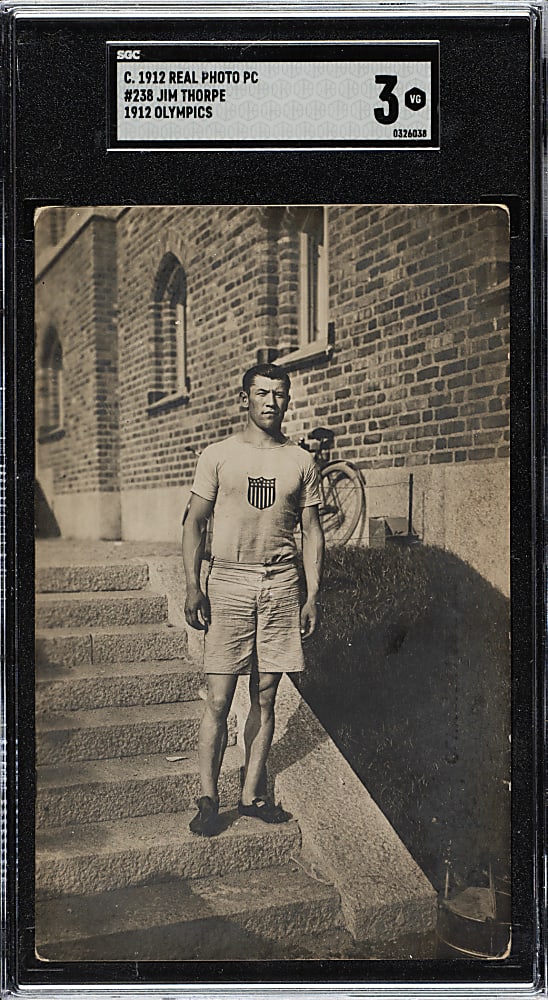 1912 Olympiska Spelens #238 Jim Thorpe Olympics Real-Photo Postcard SGC VG 3