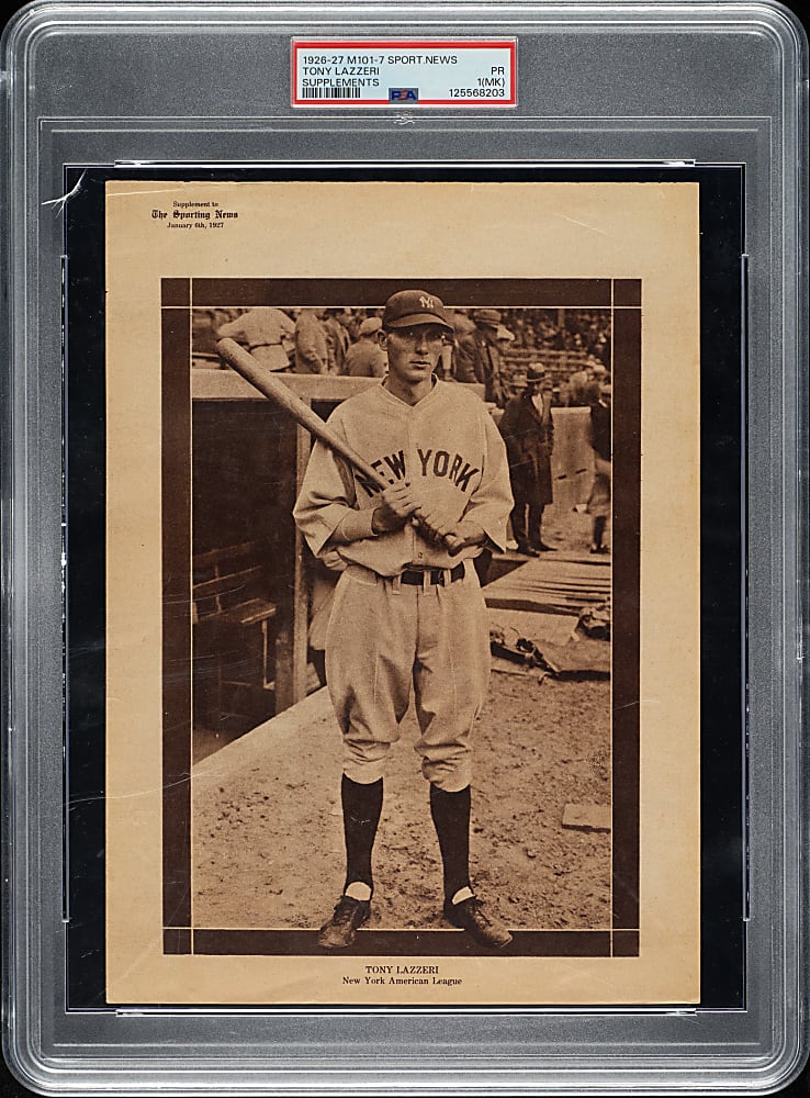 1926-1927 M101-7 Sporting News Supplements Tony Lazzeri PSA POOR 1 (MK)