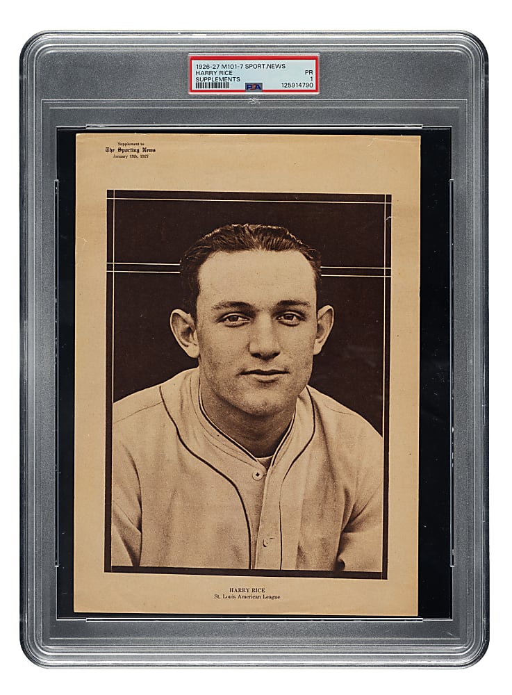 1926-1927 M101-7 Sporting News Supplements Harry Rice PSA POOR 1 - The ONLY Graded Example!