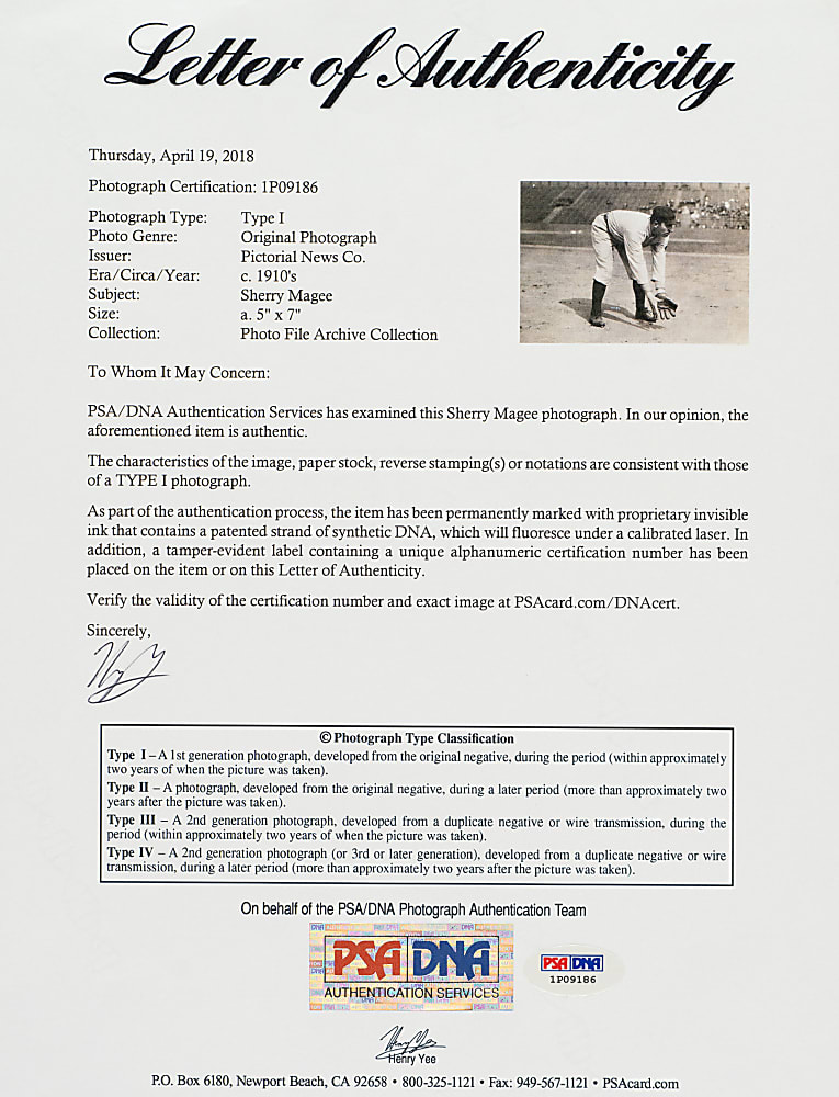 Circa 1909 Sherry Magee Original Pictorial News Photograph PSA/DNA Type I