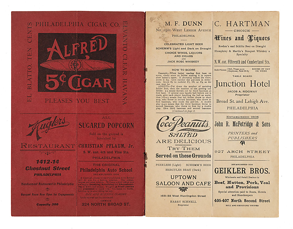 1909 Philadelphia Phillies Scorecard