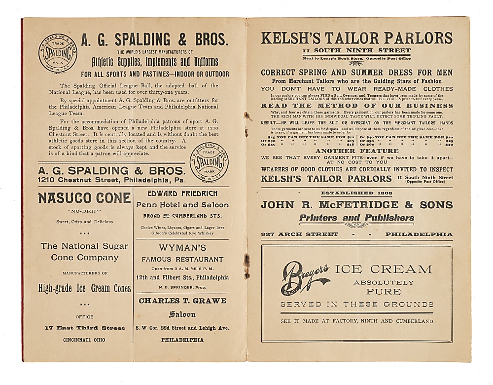 1909 Philadelphia Phillies Scorecard