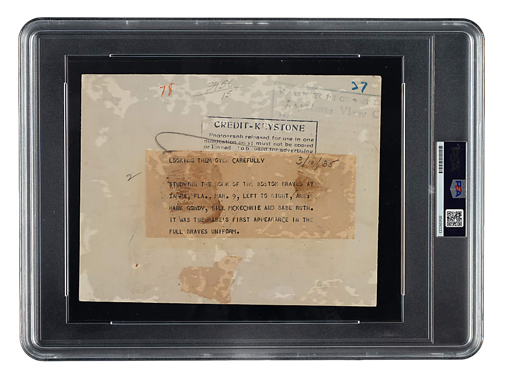 1935 Babe Ruth First Boston Braves Appearance Original Keystone View Photograph PSA/DNA Type I