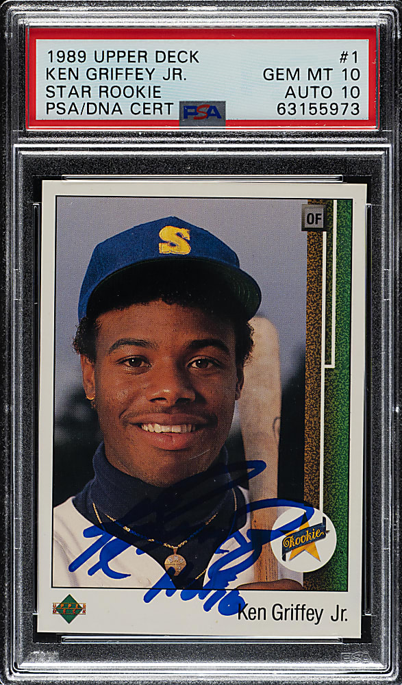 Signed 1989 Upper Deck #1 Ken Griffey Jr. Rookie PSA GEM MINT 10 with GEM MINT 10 Signature