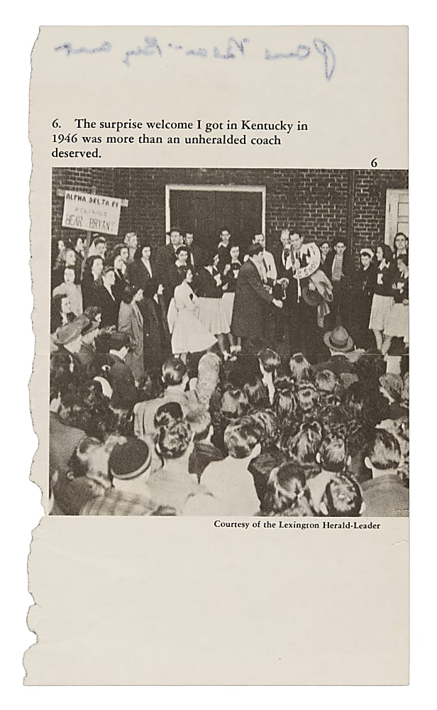 Bear Bryant Signed Magazine Page - JSA