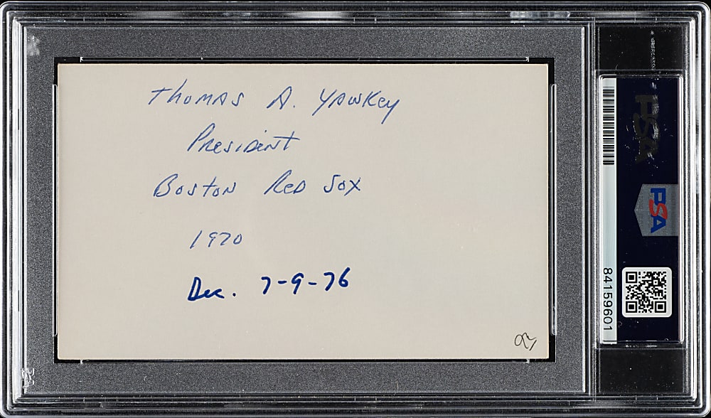 Tom Yawkey Signed Index Card - PSA/DNA