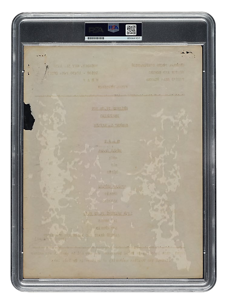 1938 Lou Gehrig and Robert Ripley Signed Radio Script PSA/DNA NM 7 - Gehrig's 2000th Consecutive Game