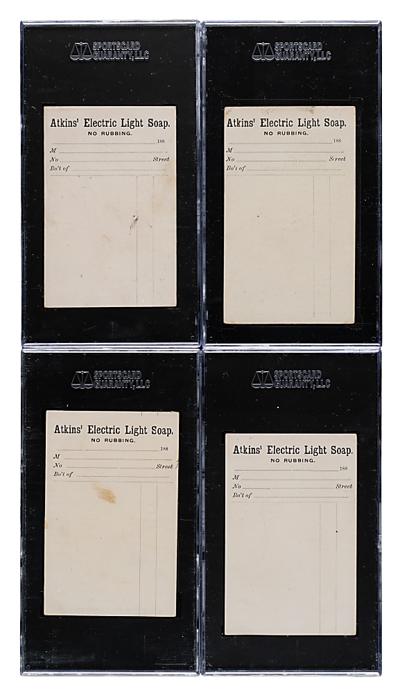 Circa 1887 Atkins' Electric Soap Trade Card SGC-Graded Collection (16) Including Abraham Lincoln, George Washington, and Thomas Jefferson
