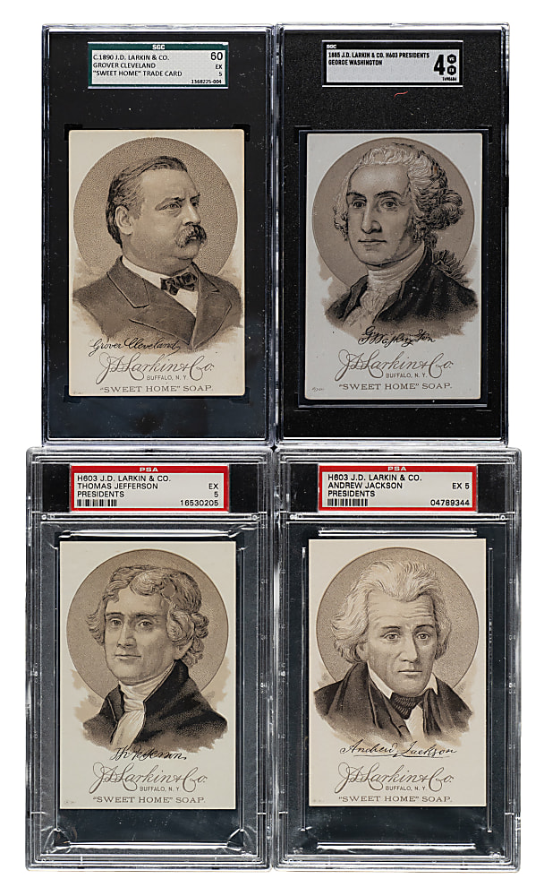 Circa 1890s J.D. Larkin & Co. "Sweet Home" Trade Card PSA- and SGC-Graded Collection (20) Including George Washington and Grover Cleveland