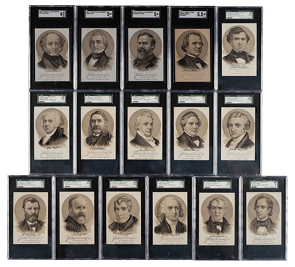 Circa 1890s J.D. Larkin & Co. "Sweet Home" Trade Card PSA- and SGC-Graded Collection (20) Including George Washington and Grover Cleveland