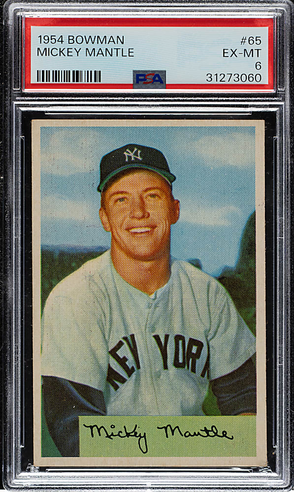 1954 Bowman #65 Mickey Mantle PSA EX-MT 6