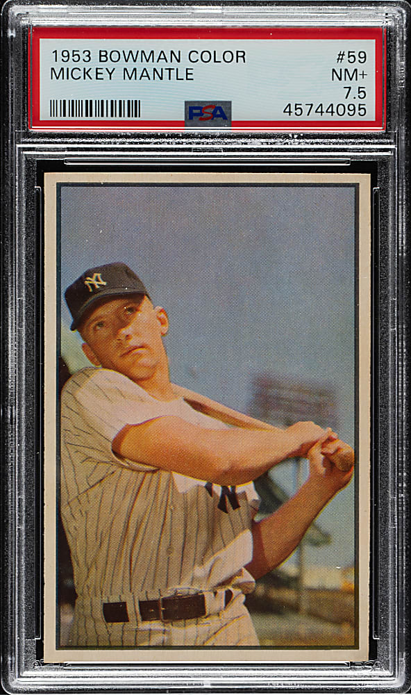 1953 Bowman Color #59 Mickey Mantle PSA NM+ 7.5