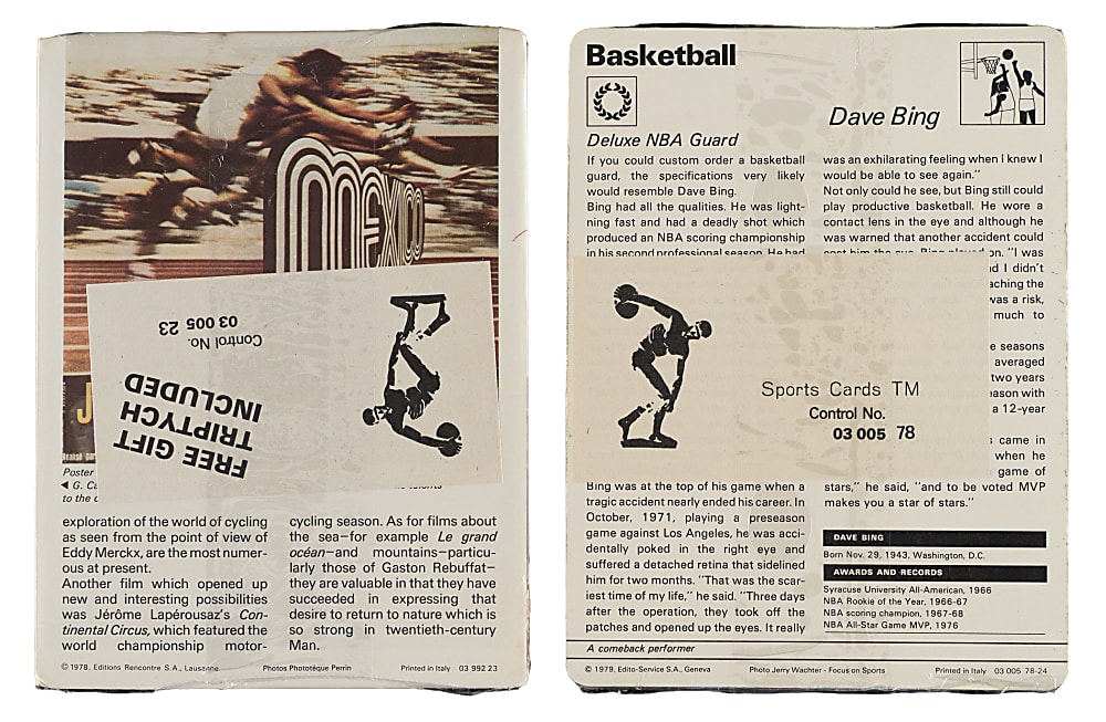 1977-1979 Sportscaster Italy Factory-Sealed Unopened Pack Pair - Nolan Ryan and Magic Johnson on Top