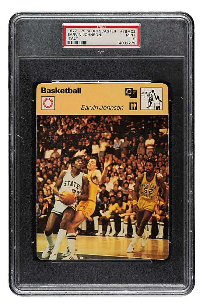 1977-1979 Sportscaster Italy Basketball #78-02 Magic Johnson Rookie PSA MINT 9