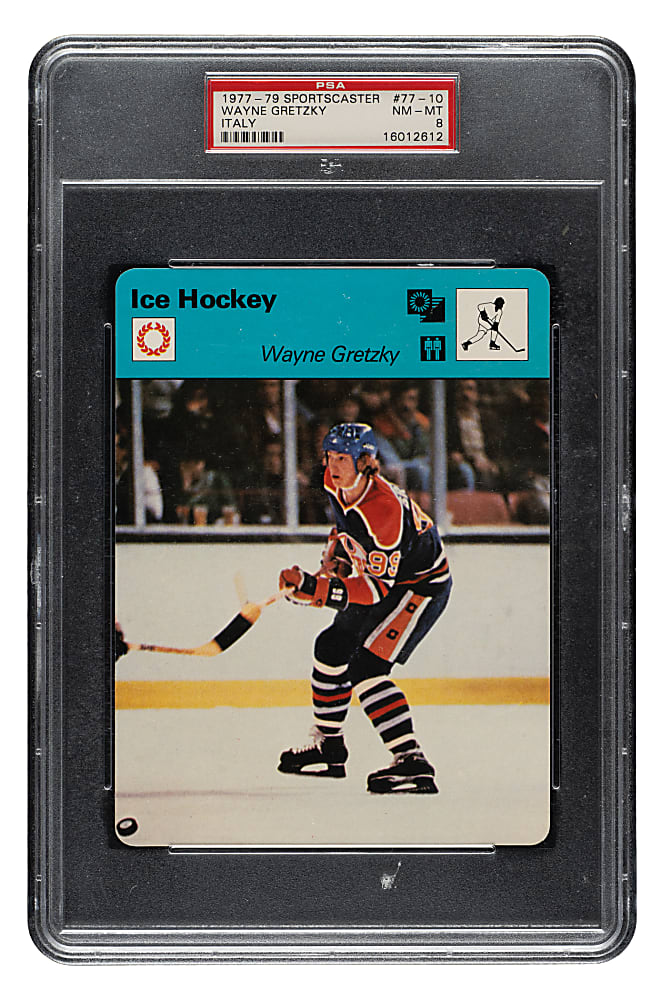 1977-1979 Sportscaster Italy Hockey #77-10 Wayne Gretzky Rookie PSA NM-MT 8