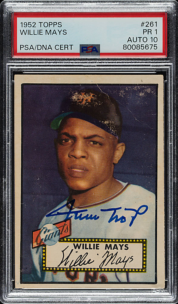 Signed 1952 Topps #261 Willie Mays PSA POOR 1 with GEM MINT 10 Signature