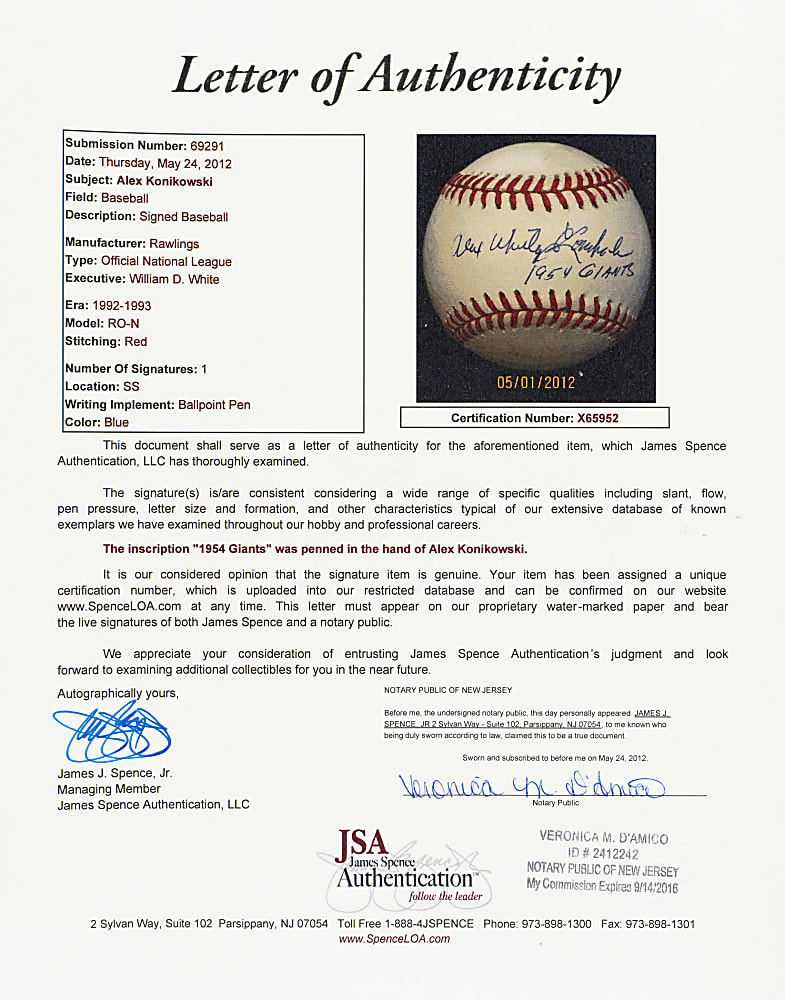 1951 New York Giants National League Champions Single-Signed Baseball Collection (33) Including Mays, Irvin, and Durocher