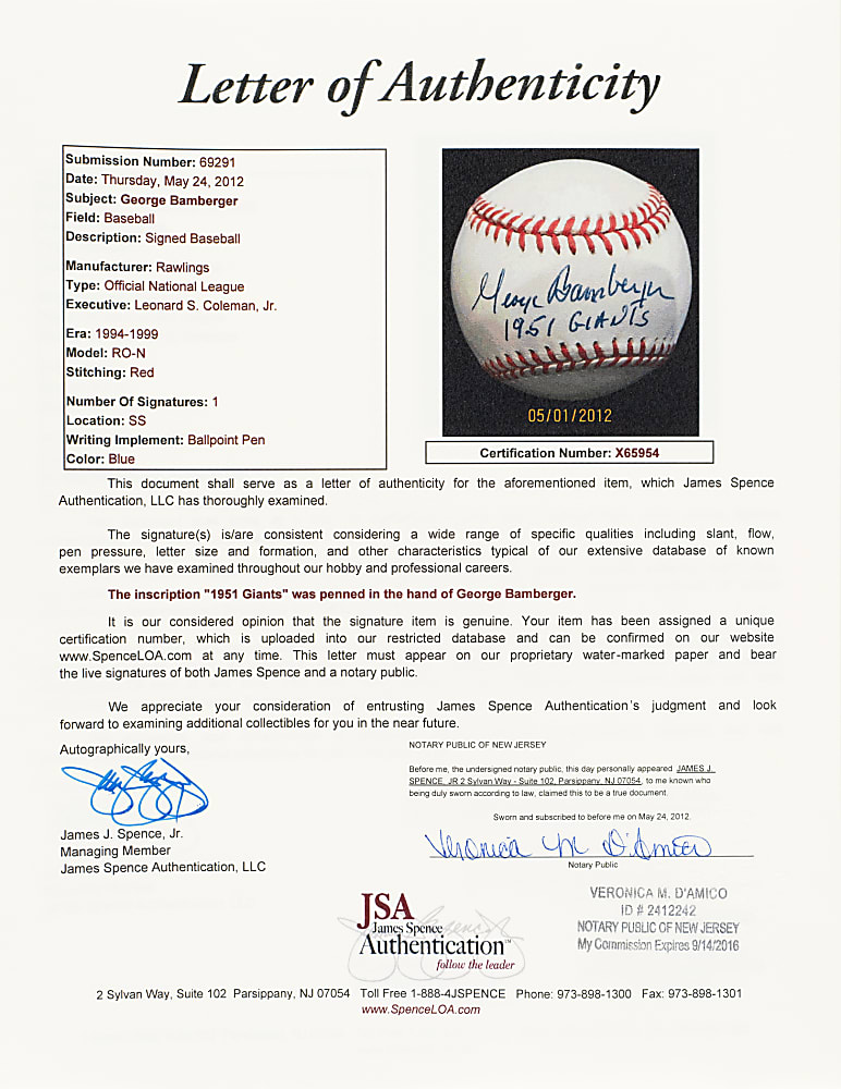 1951 New York Giants National League Champions Single-Signed Baseball Collection (33) Including Mays, Irvin, and Durocher