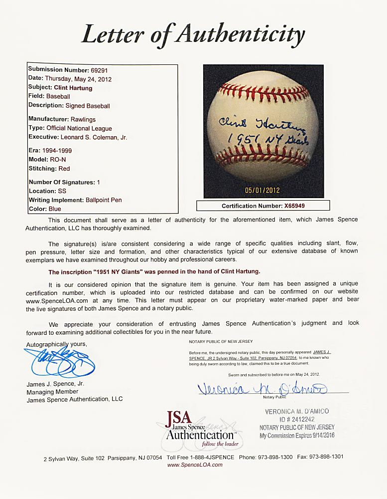 1951 New York Giants National League Champions Single-Signed Baseball Collection (33) Including Mays, Irvin, and Durocher