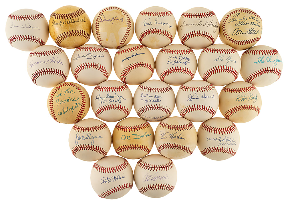 1951 New York Giants National League Champions Single-Signed Baseball Collection (33) Including Mays, Irvin, and Durocher