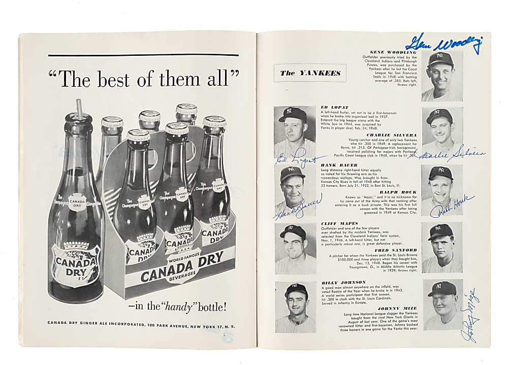 1950 Philadelphia Phillies vs. New York Yankees Multi-Signed World Series Program with Ashburn, DiMaggio, Berra, Martin, and Roberts