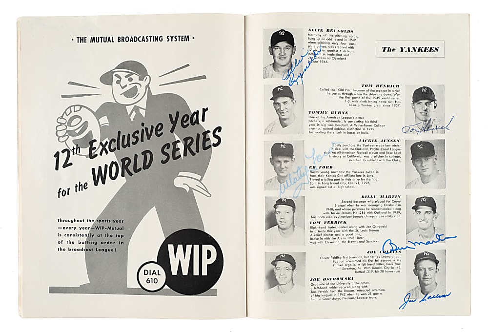 1950 Philadelphia Phillies vs. New York Yankees Multi-Signed World Series Program with Ashburn, DiMaggio, Berra, Martin, and Roberts