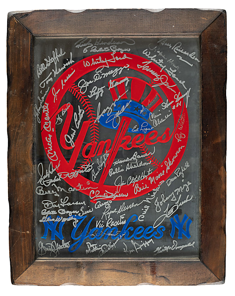 New York Yankees Multi-Signed Mirror Including Mickey Mantle and Joe DiMaggio