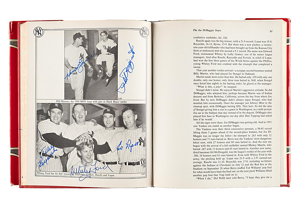 1979 "The Yankees: The Four Fabulous Eras of Baseball's Most Famous Team" Multi-Signed Book with DiMaggio, Mantle, Martin, and Mattingly - JSA