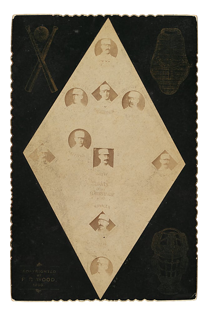 1890 New York Giants Players' League Cabinet with Ewing, O'Rourke, Keefe, and Connor - Ex-Larry Twitchell Estate