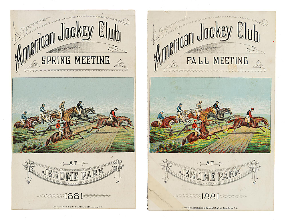 1881 American Jockey Club Jerome Park Spring and Fall Program Pair