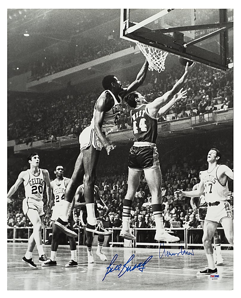 Bill Russell and Jerry West Signed Photograph - PSA/DNA