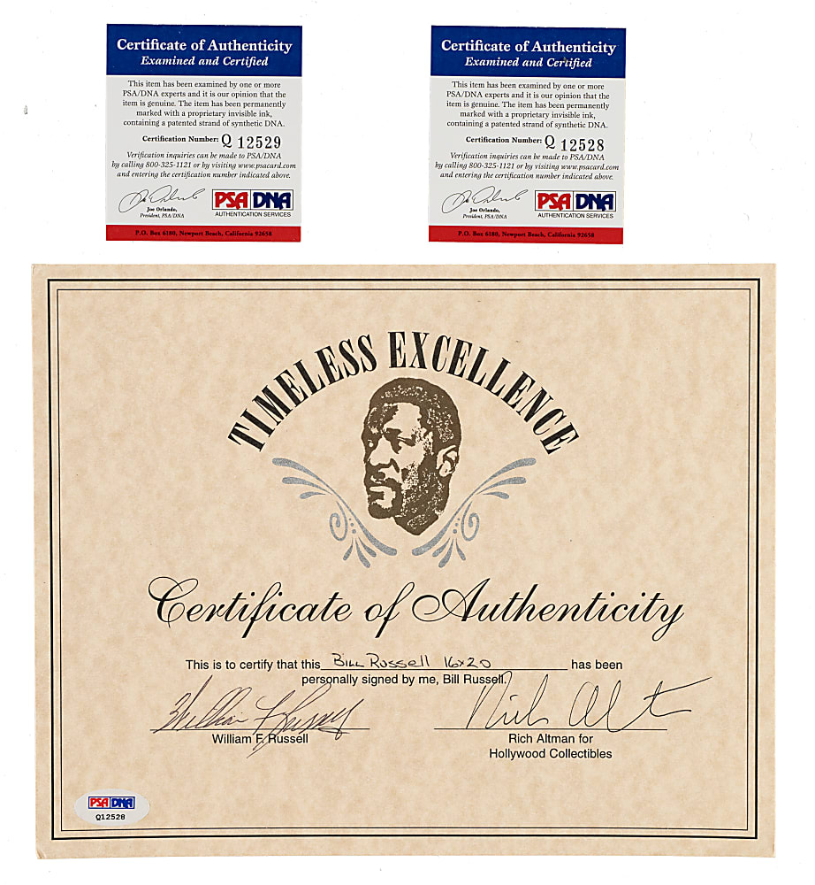 Bill Russell and Jerry West Signed Photograph - PSA/DNA