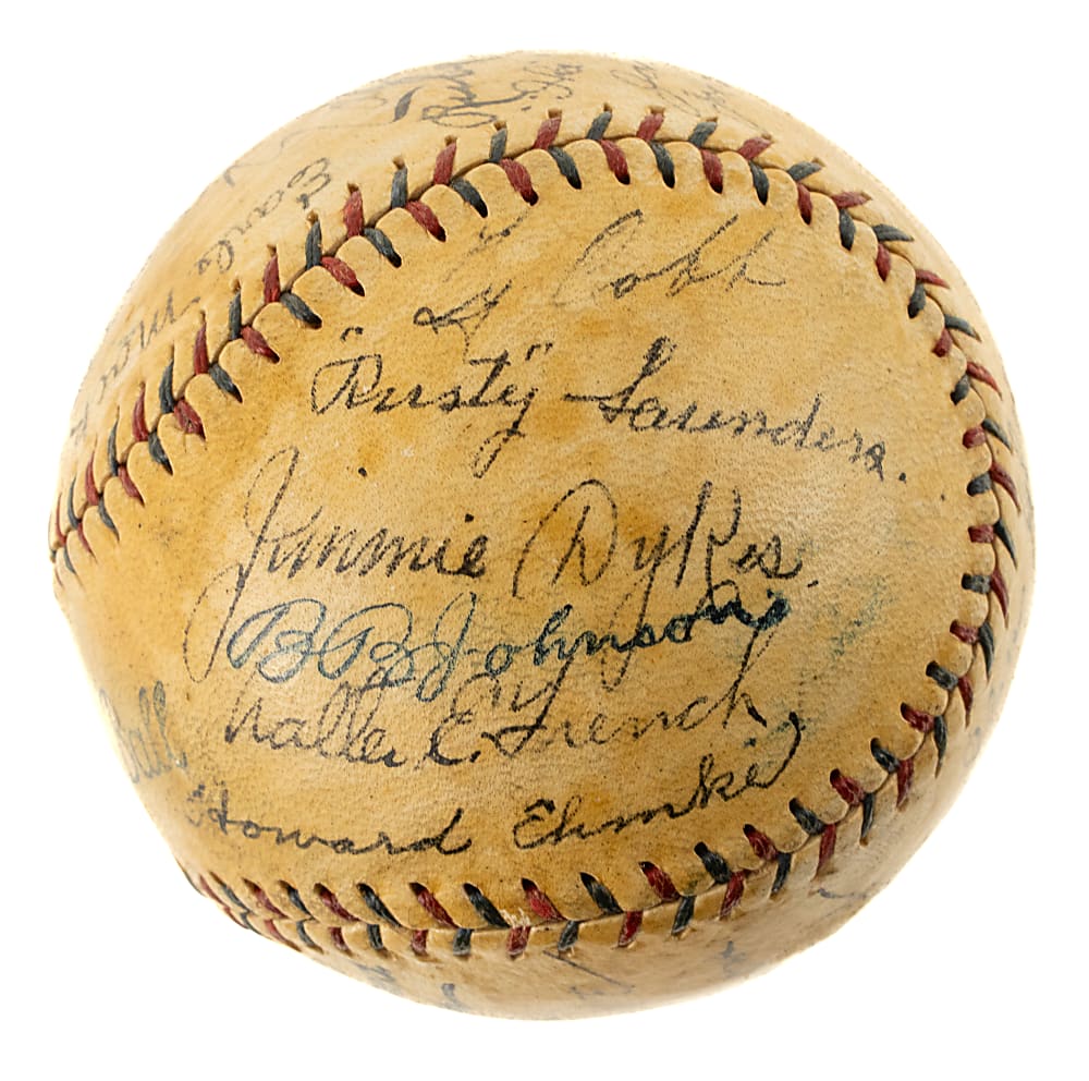 1927 Philadelphia Athletics Team-Signed Baseball with Foxx, Simmons, Wheat, and Collins - JSA