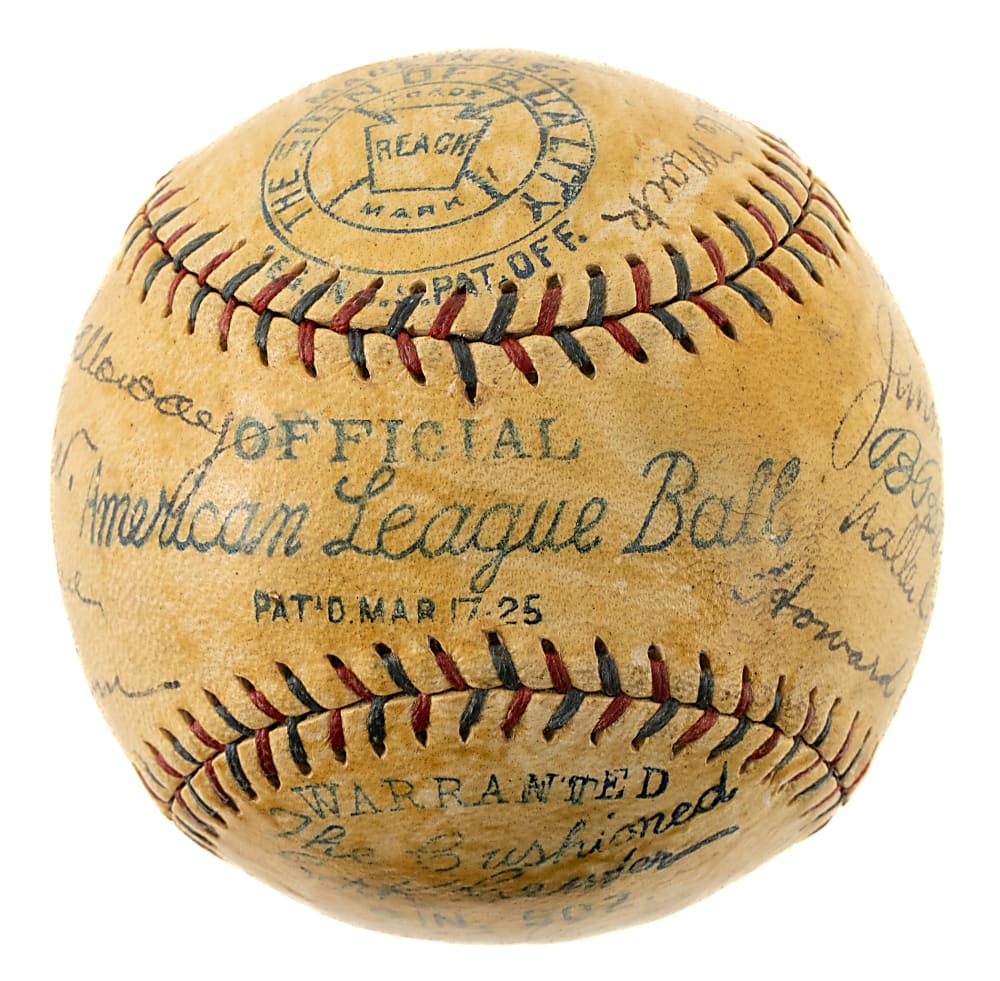1927 Philadelphia Athletics Team-Signed Baseball with Foxx, Simmons, Wheat, and Collins - JSA