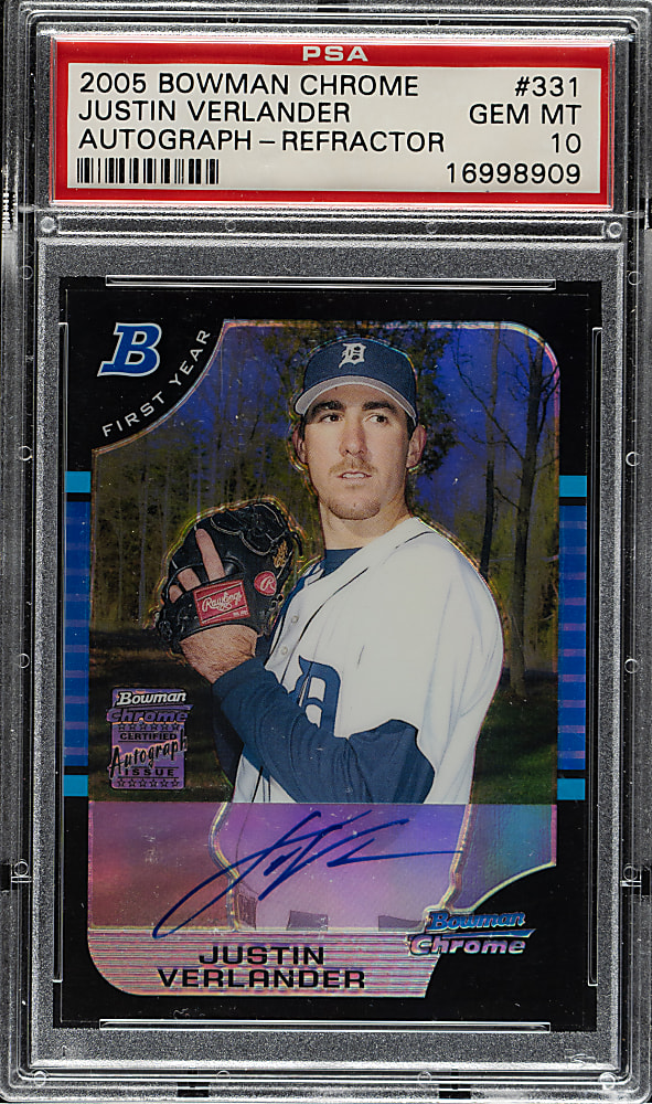 2005 Bowman Chrome Autograph #331 Justin Verlander Rookie Refractor #104/500 PSA GEM MINT 10