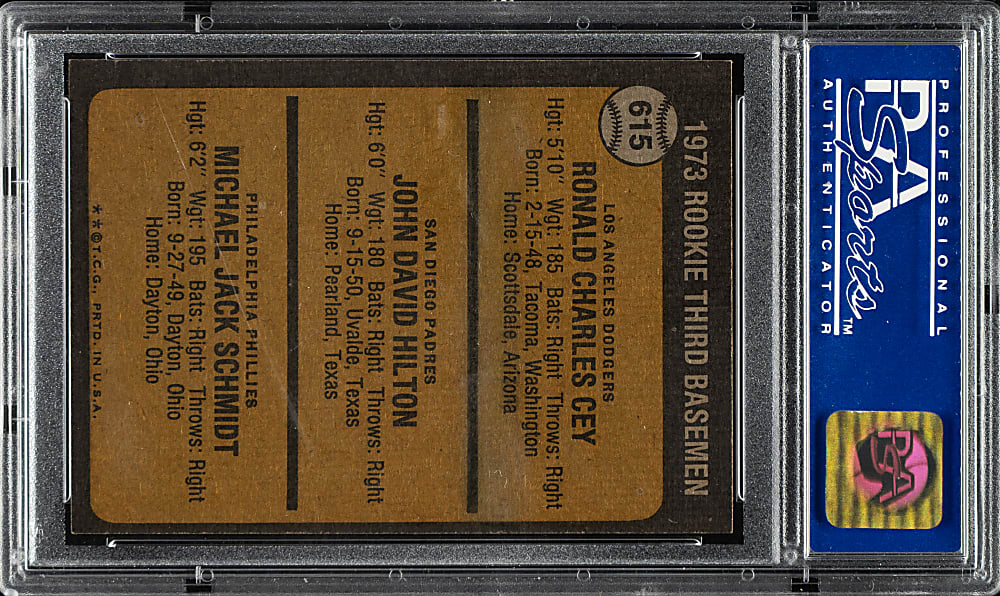 1973 Topps #615 Mike Schmidt Rookie PSA NM-MT 8