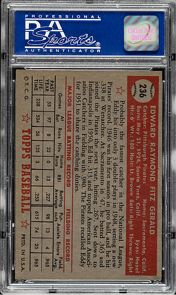 1952 Topps #236 Ed Fitzgerald PSA NM-MT 8
