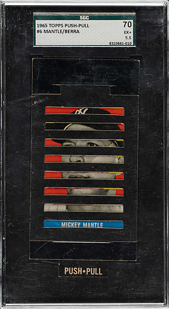 1965 Topps "Push-Pull" #6 Mickey Mantle and Yogi Berra SGC EX+ 70