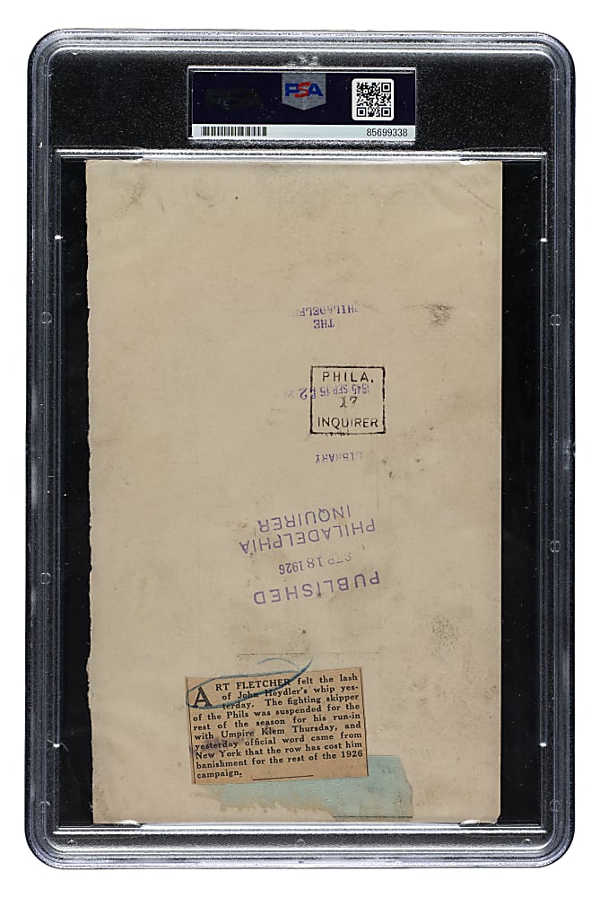 Circa 1920s Art Fletcher Original Philadelphia Inquirer Photograph PSA/DNA Type I