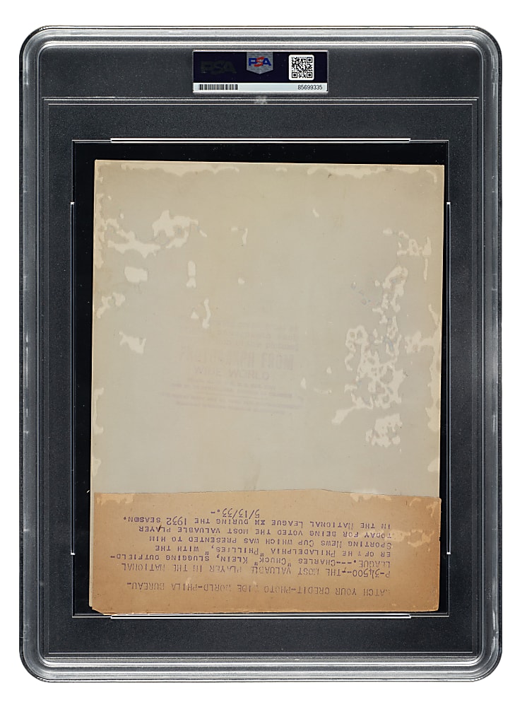1933 Chuck Klein 1932 National League MVP Award Ceremony Original Wide World Photos News Service Photograph PSA/DNA Type I