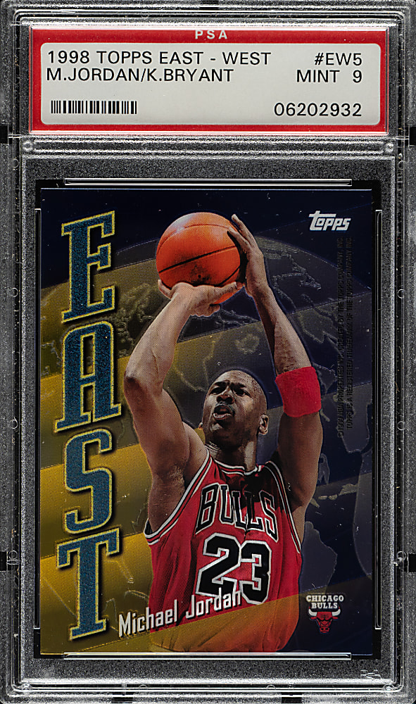 1998-1999 Topps East-West Basketball #EW5 Michael Jordan and Kobe Bryant PSA MINT 9